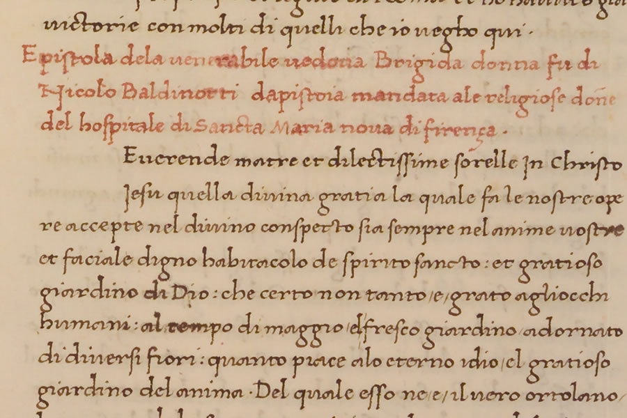 Brigida Baldinotti Epistle